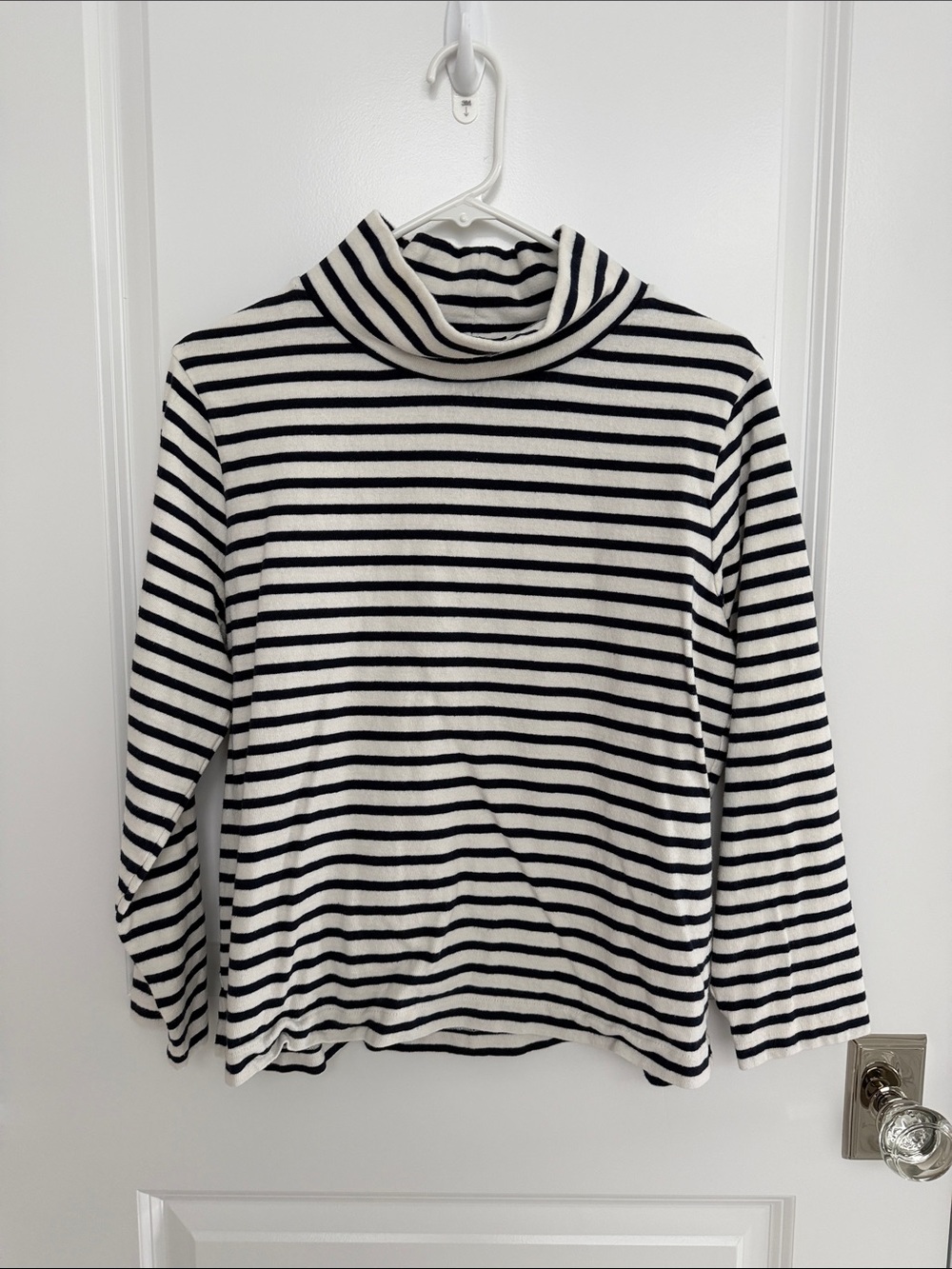 Striped Navy and White Turtleneck Sweater Top